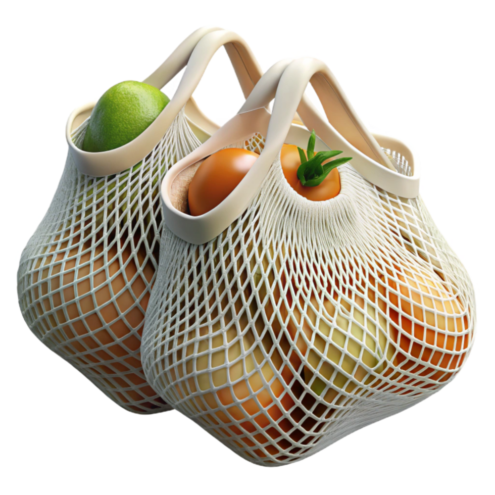 serene modern Reusable Produce Bags Mesh Cotton Isolated authentic png