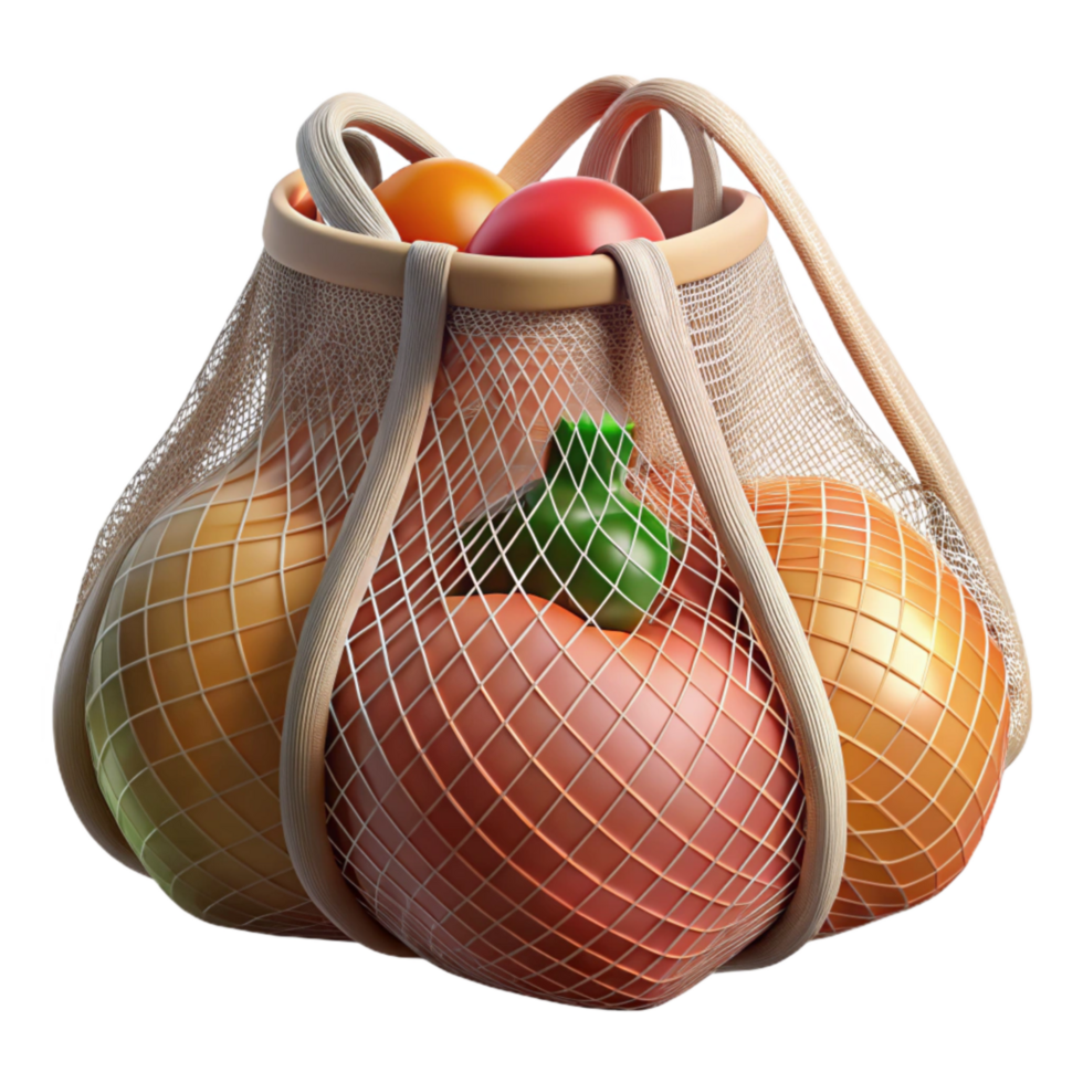 magnificent artistic Reusable Produce Bags with Mesh Design Isolated professional png