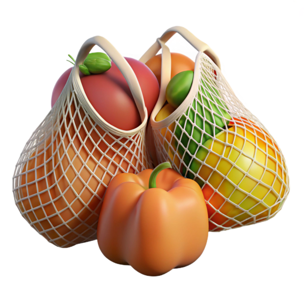 vibrant abstract Reusable Produce Bags with Mesh Design Isolated detailed png