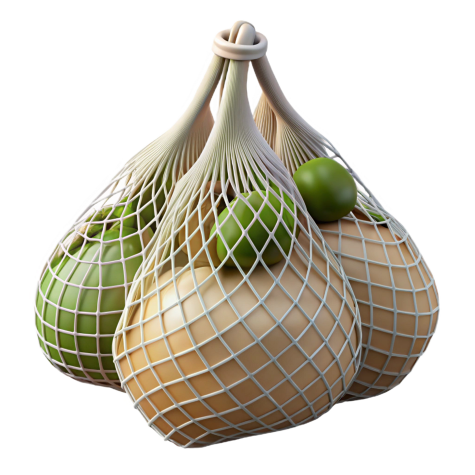 serene abstract Reusable Produce Bags with Mesh Design Isolated professional png