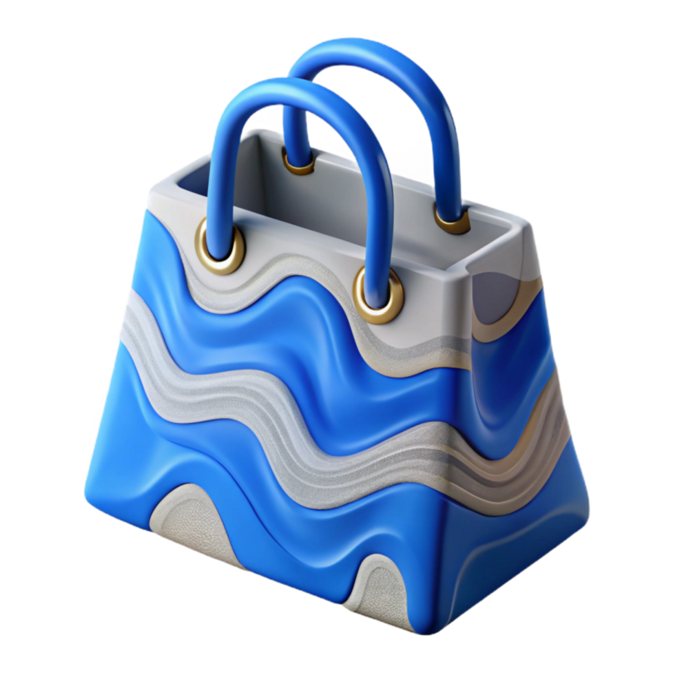 serene contemporary Reusable Shopping Bag Blue Print high quality png