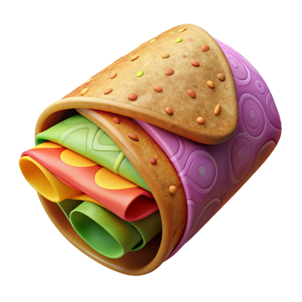 magnificent artistic Reusable Sandwich Wrap with Colorful Pattern Isolated png