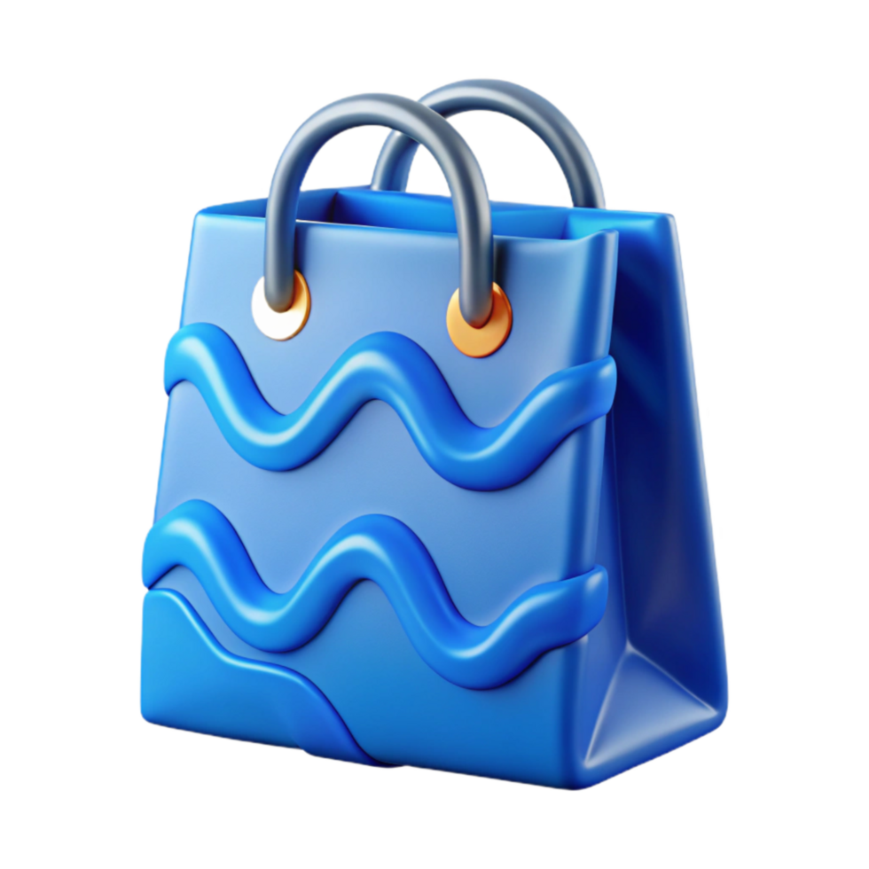 serene contemporary Reusable Shopping Bag Foldable Blue Cutout high quality png