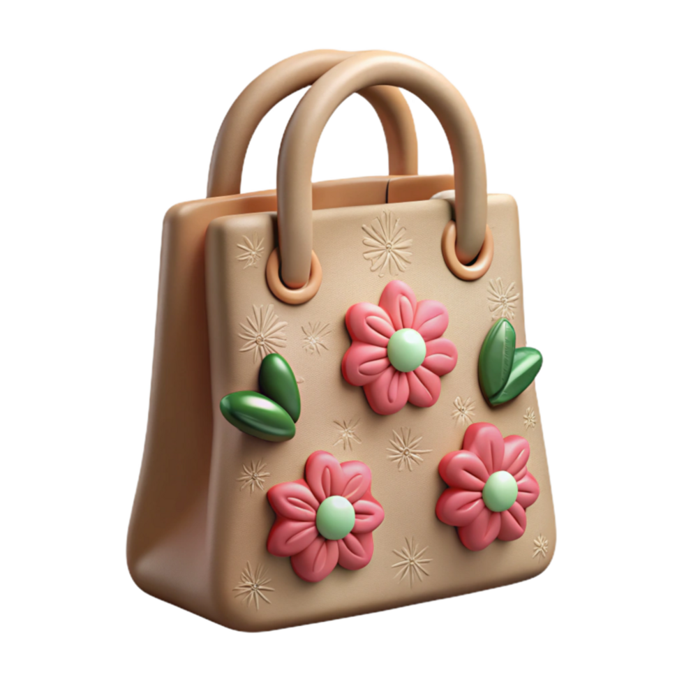 extraordinary vintage Reusable Shopping Bag with Floral Print Isolated genuine png