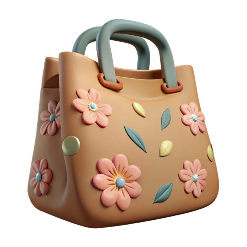 stunning abstract Reusable Shopping Bag with Floral Print Isolated authentic png
