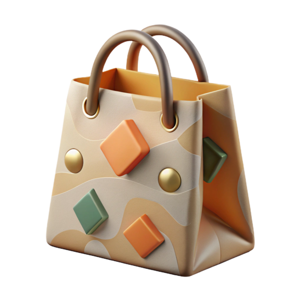 elegant rustic Reusable Shopping Bag with Floral Print Isolated professional png