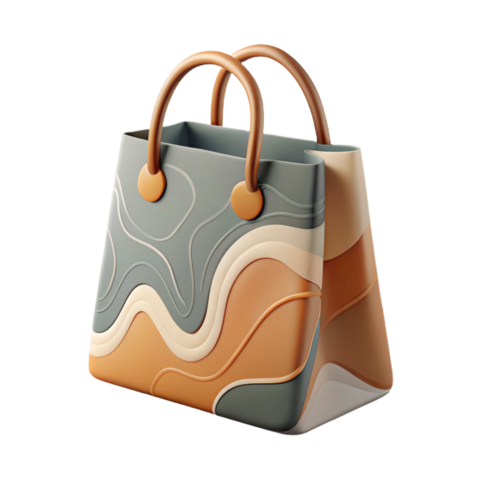 serene modern Reusable Shopping Bag with Floral Print Isolated detailed png