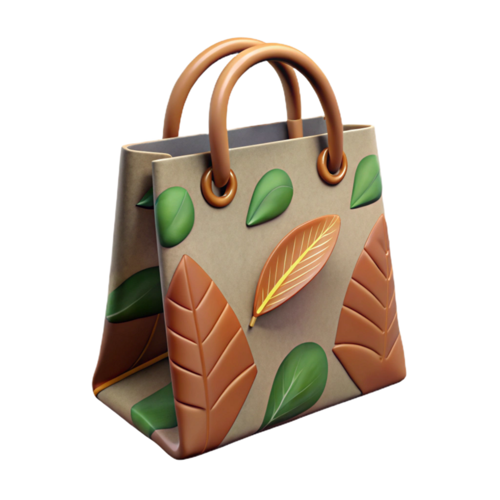 elegant creative Reusable Shopping Bag with Floral Print Isolated premium png