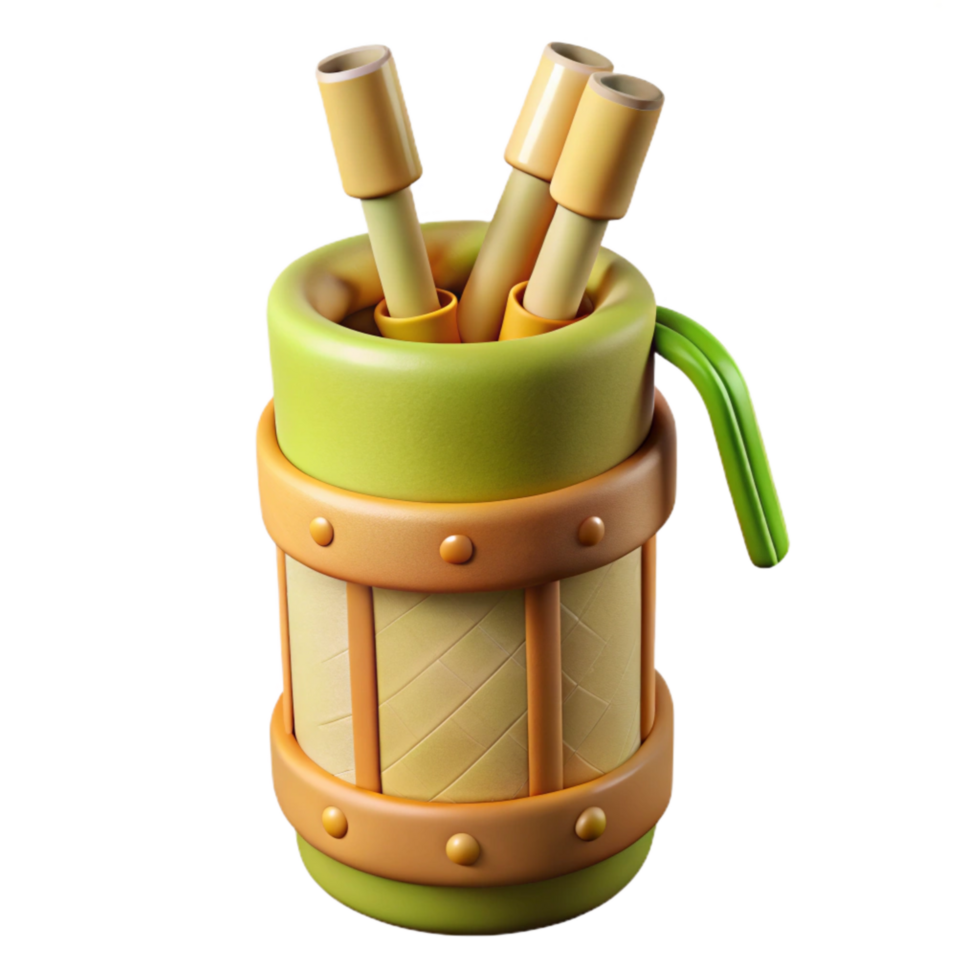 stunning artistic Reusable Straw Case Bamboo with Straws Isolated authentic png
