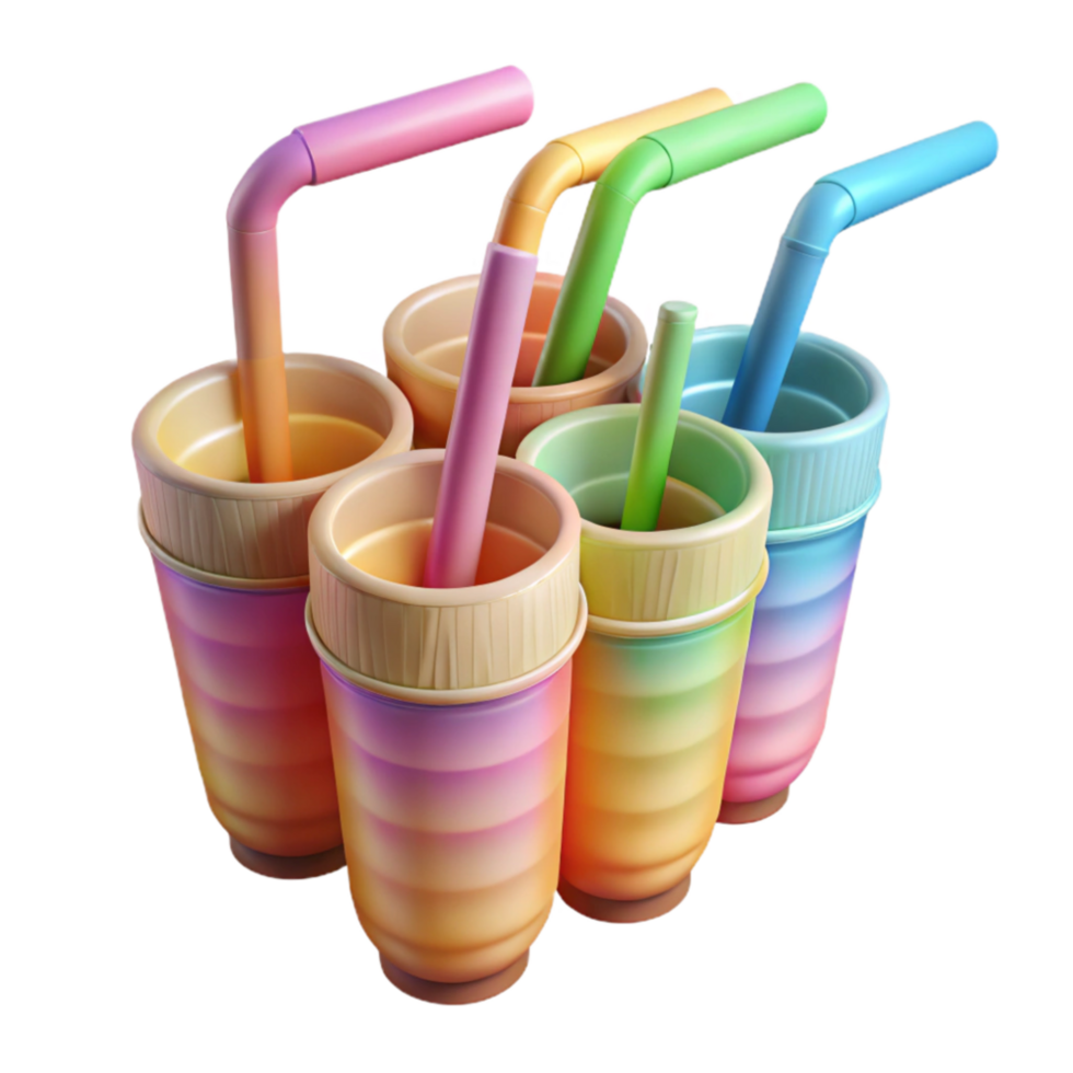 stunning modern Reusable Straws Colorful Set Transparent Background high resolution png