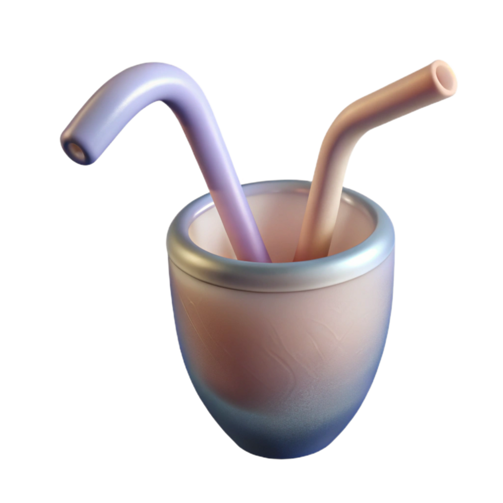 magnificent modern Reusable Straws Glass Bent Shape Isolated premium png