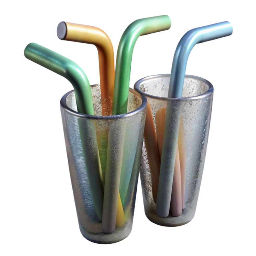 impressive rustic Reusable Straws Glass Bent Shape Isolated premium png