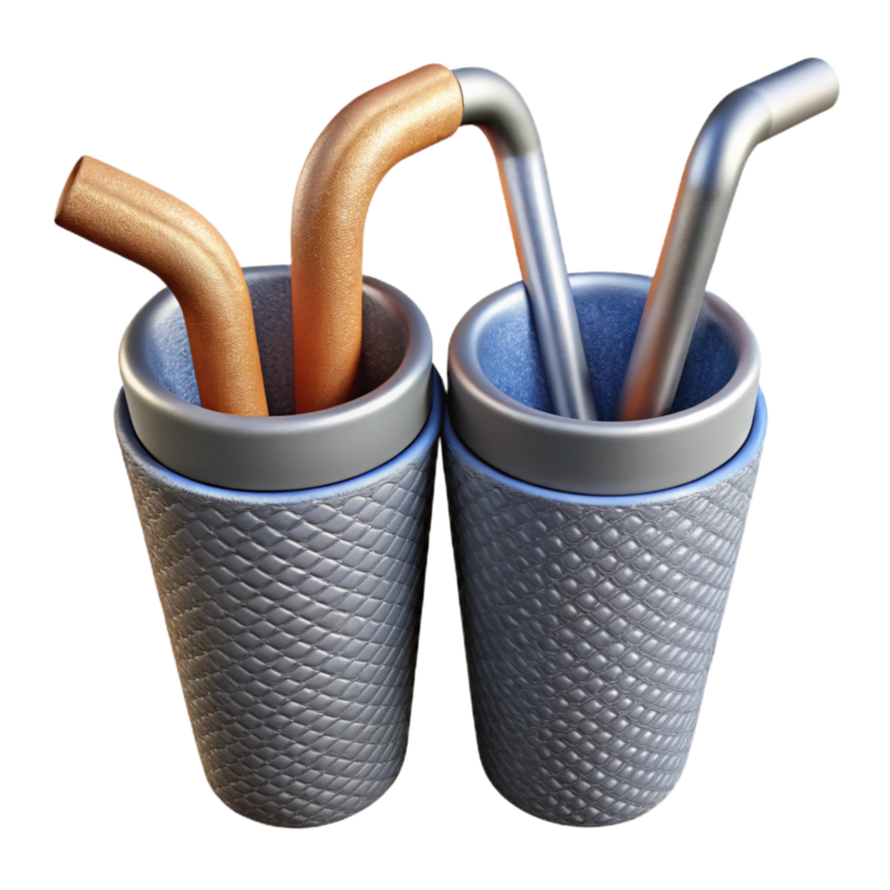 wonderful minimalist Reusable Straws Metal and Silicone Isolated Cutout png