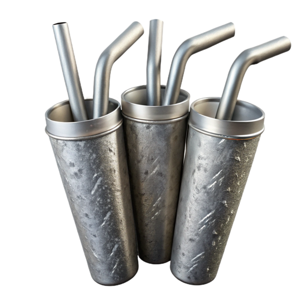 serene abstract Reusable Straws Set Metal Silver Cutout detailed png
