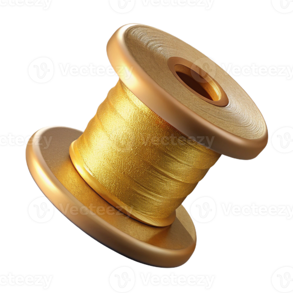 dramatic modern Ribbon Spool Gold Isolated on White Background high quality png