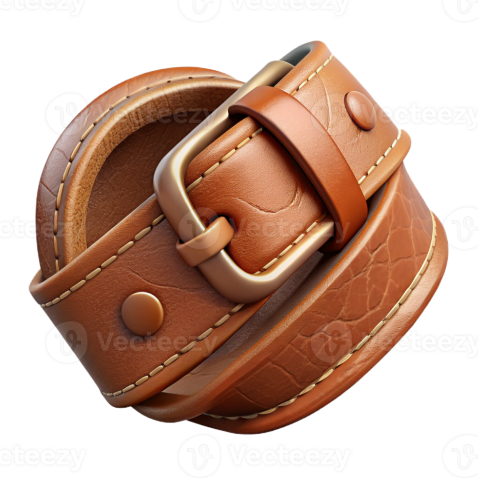 serene traditional Rich Brown Leather Belt Stitching Detail Isolated detailed png