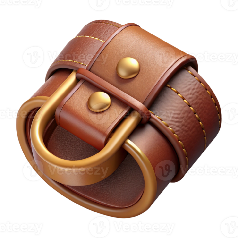 extraordinary rustic Rich Brown Leather Belt Stitching Detail Isolated authentic png