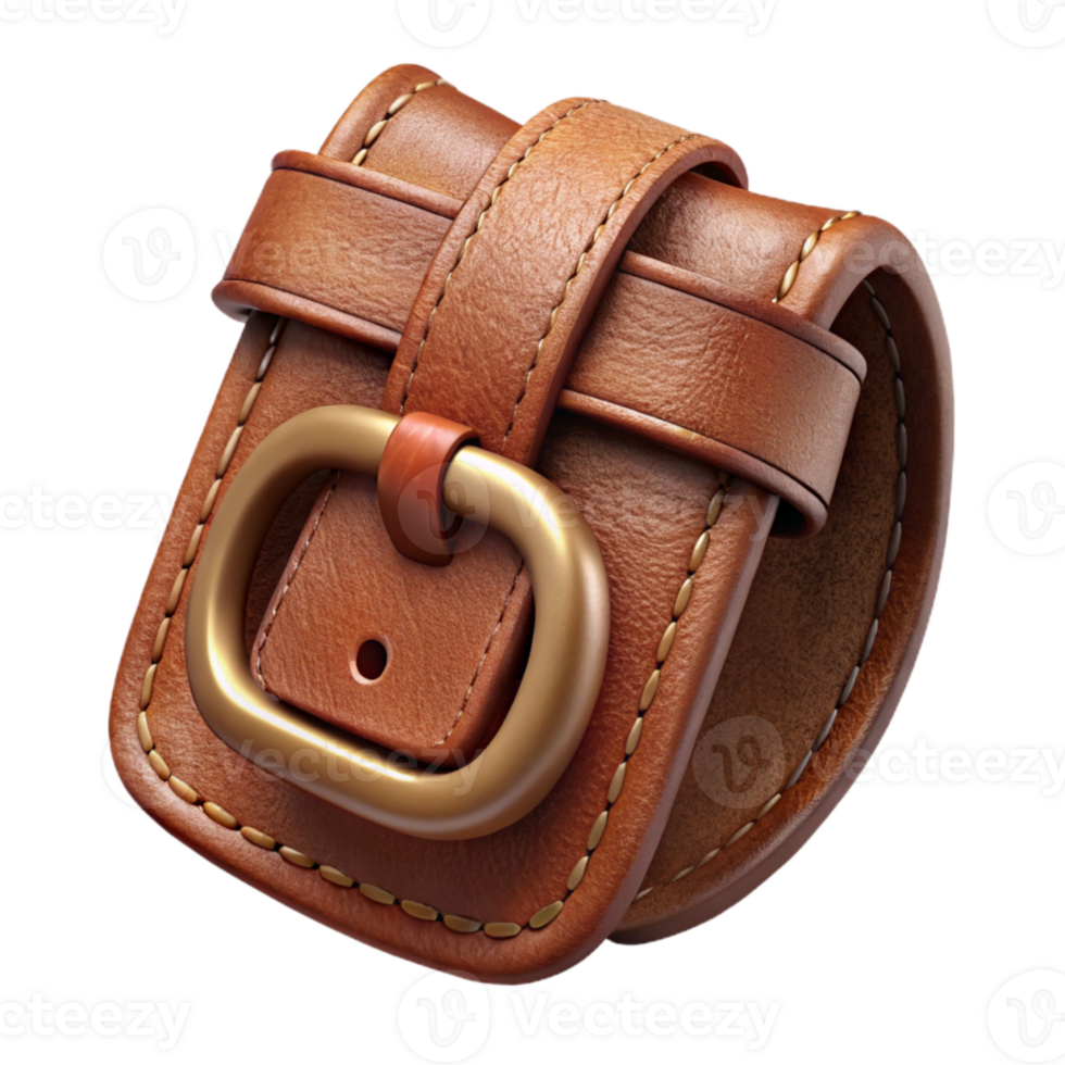 magnificent modern Rich Brown Leather Belt Stitching Detail Isolated high quality png