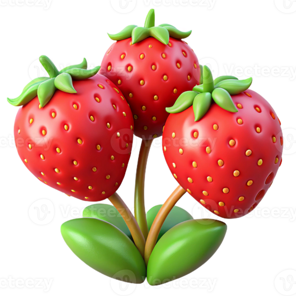 stunning abstract Ripe Strawberries on Plant Bright Red Isolated high quality png