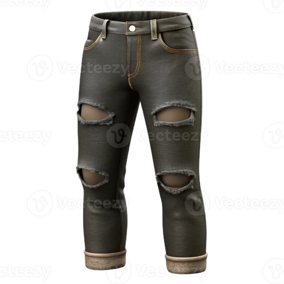 stunning contemporary Ripped Jeans Black Distressed Cutout Transparent Background genuine png