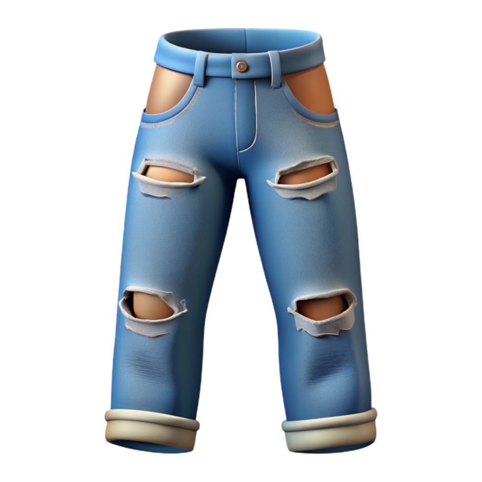 wonderful traditional Ripped Jeans Front View with Transparent Background png