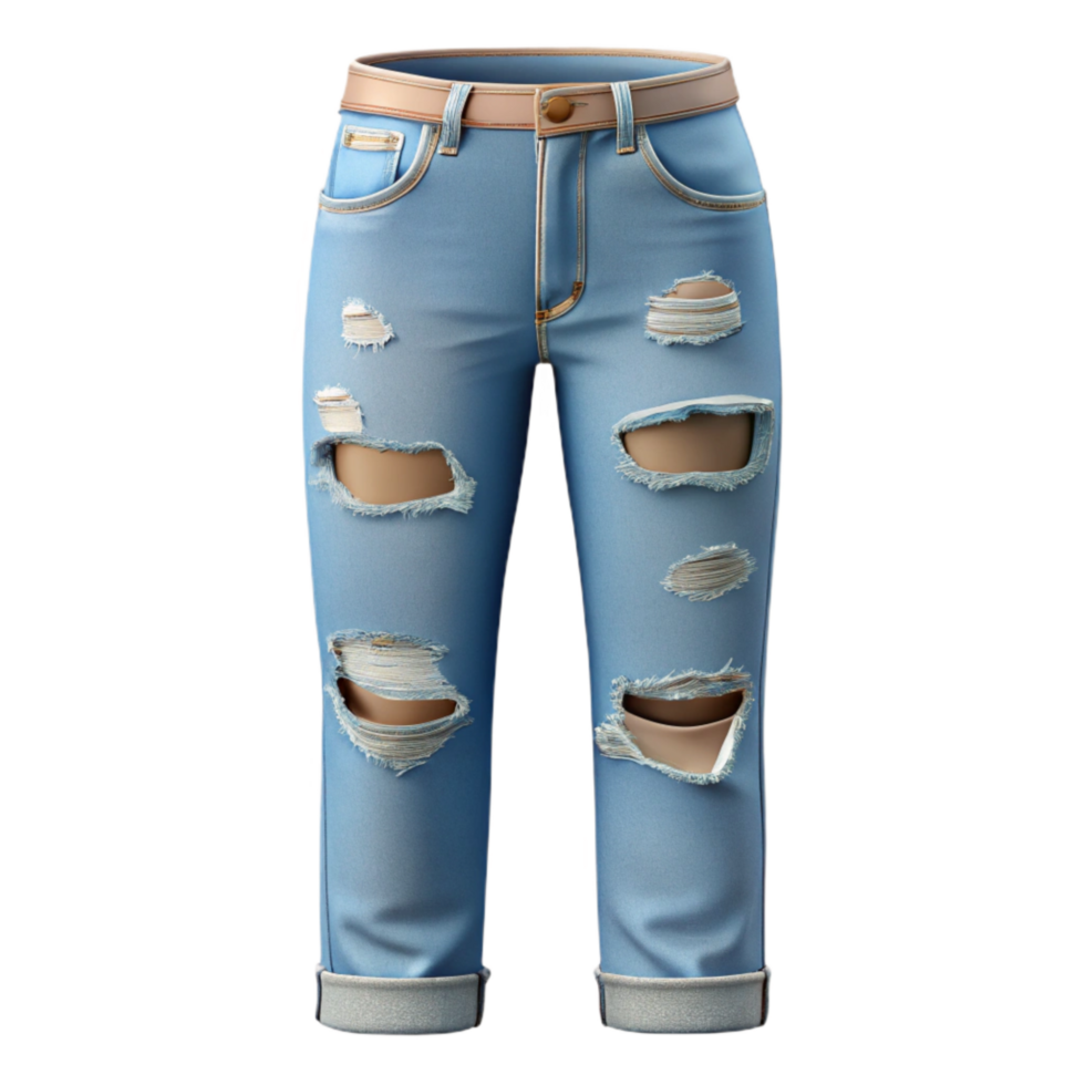 wonderful abstract Ripped Jeans Light Wash Front View Cutout professional png
