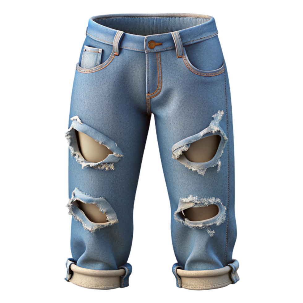 dramatic minimalist Ripped Jeans Detail Transparent Background premium png