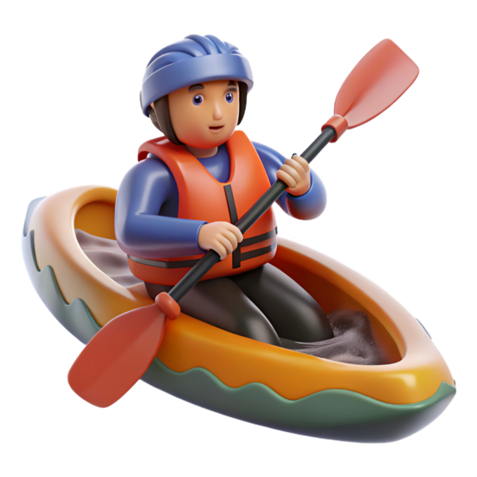 stunning vintage River Rapids Whitewater Kayaker Paddling Isolated Cutout genuine png