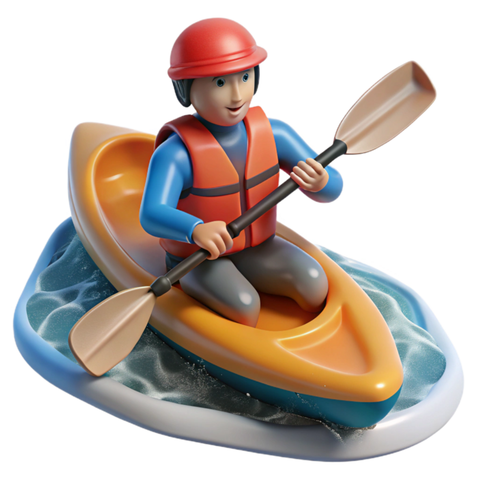 extraordinary abstract River Rapids Whitewater Kayaker Paddling Isolated Cutout high quality png