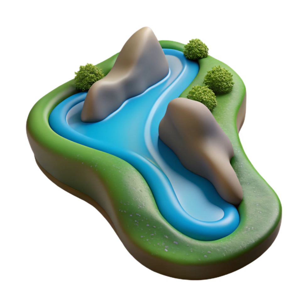 vibrant contemporary River Stream Flowing Water Isolated Element professional png