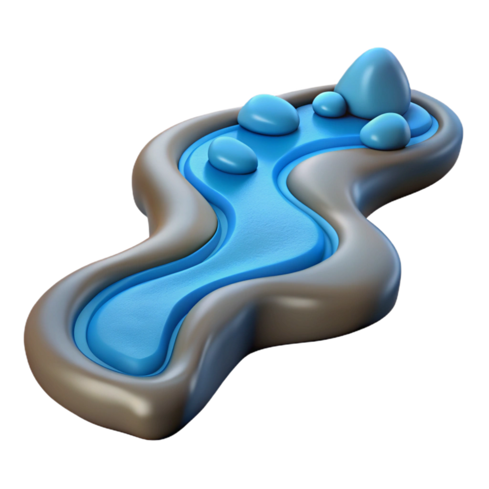 impressive artistic River Stream Flowing Water Isolated Element detailed png