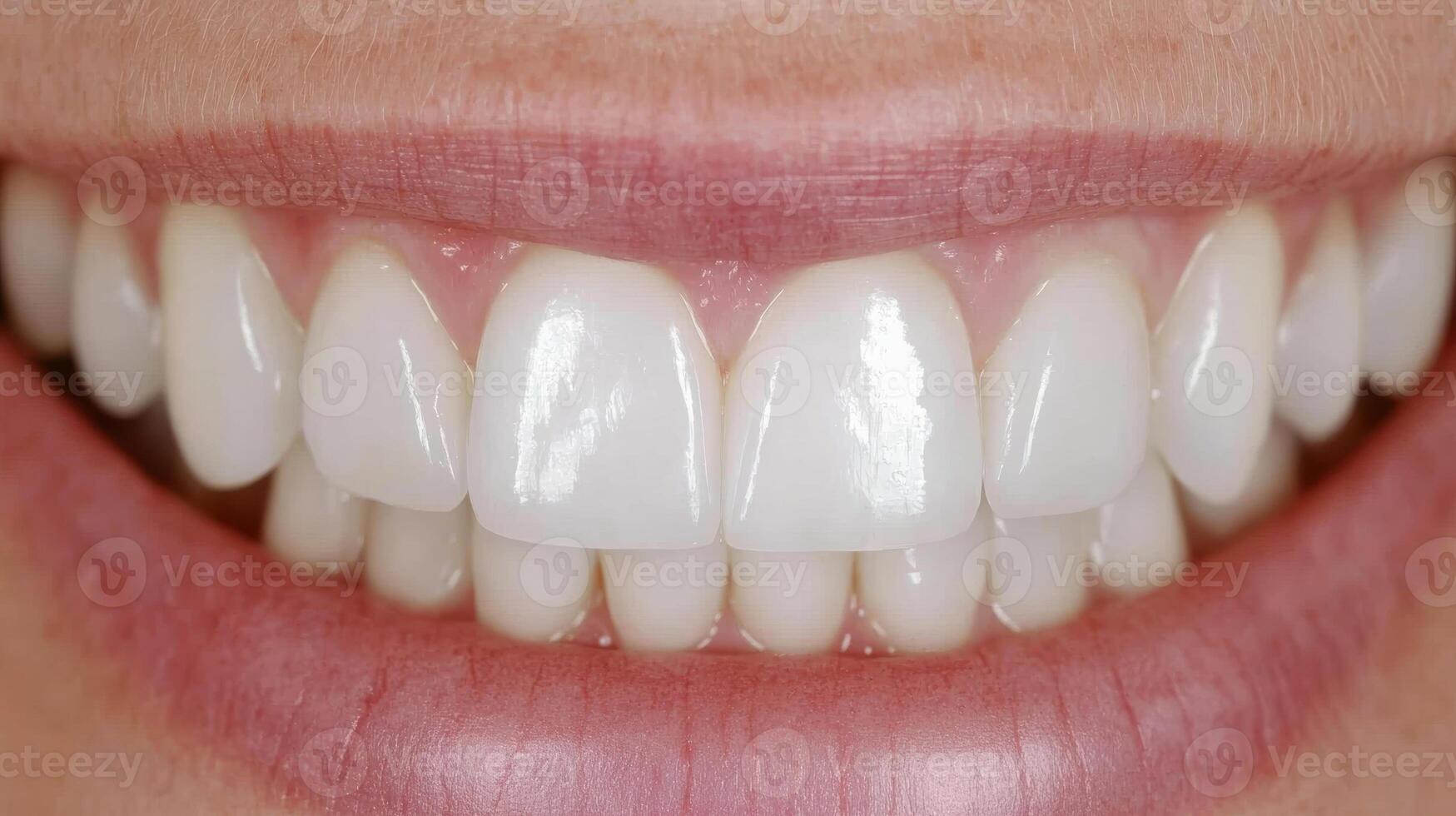 Close Up of Healthy White Teeth with Natural Smile photo