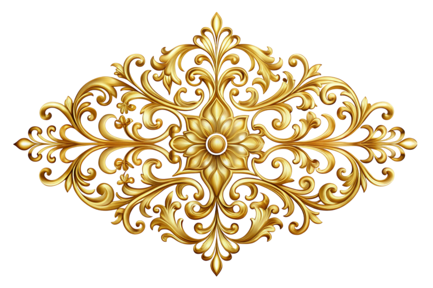 Elegant golden ornamental design with patterns png