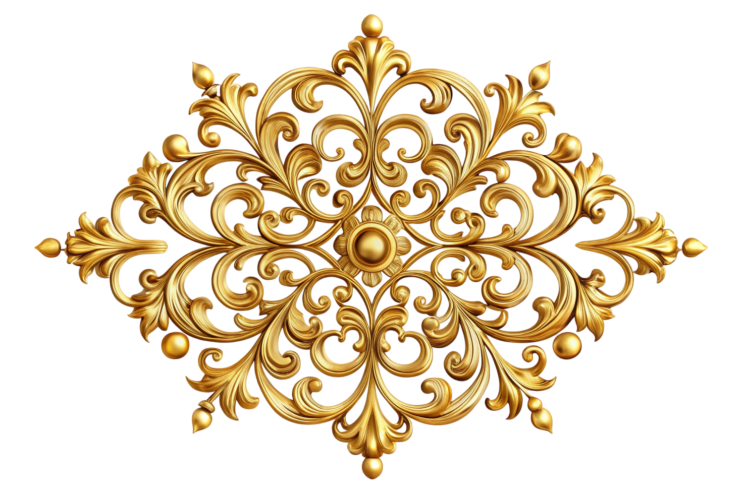 Elegant golden ornamental design for walls png