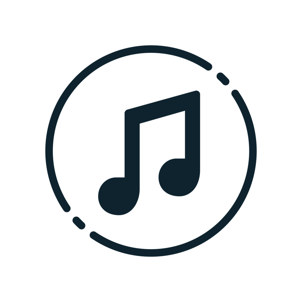 Design Illustration graphic of Musical note icon with glyph style. Suitable for UI, mobile design, web design, etc. Transparent background png