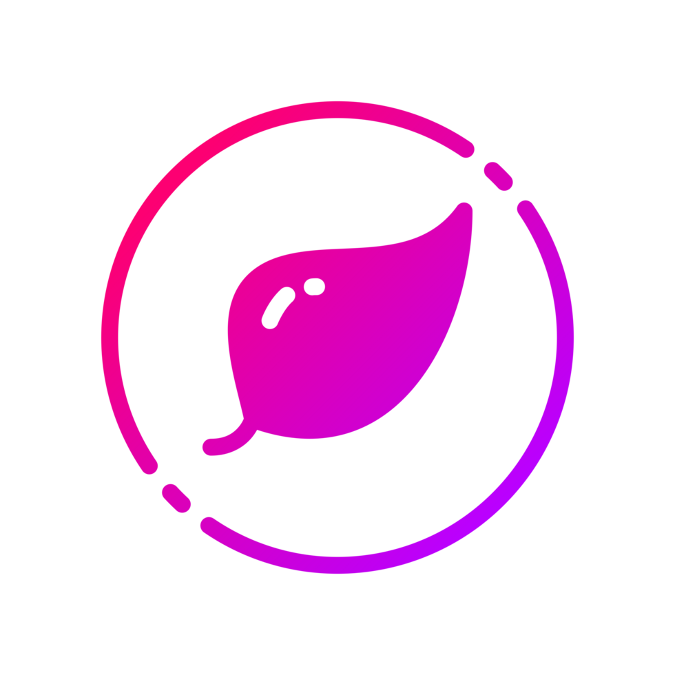 Design Illustration graphic of leaf icon with gradient style. Suitable for UI, mobile design, web design, etc. Transparent background. png
