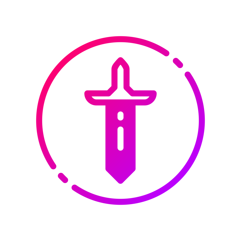 Design Illustration graphic of sword icon with gradient style. Suitable for UI, mobile design, web design, etc. Transparent background png