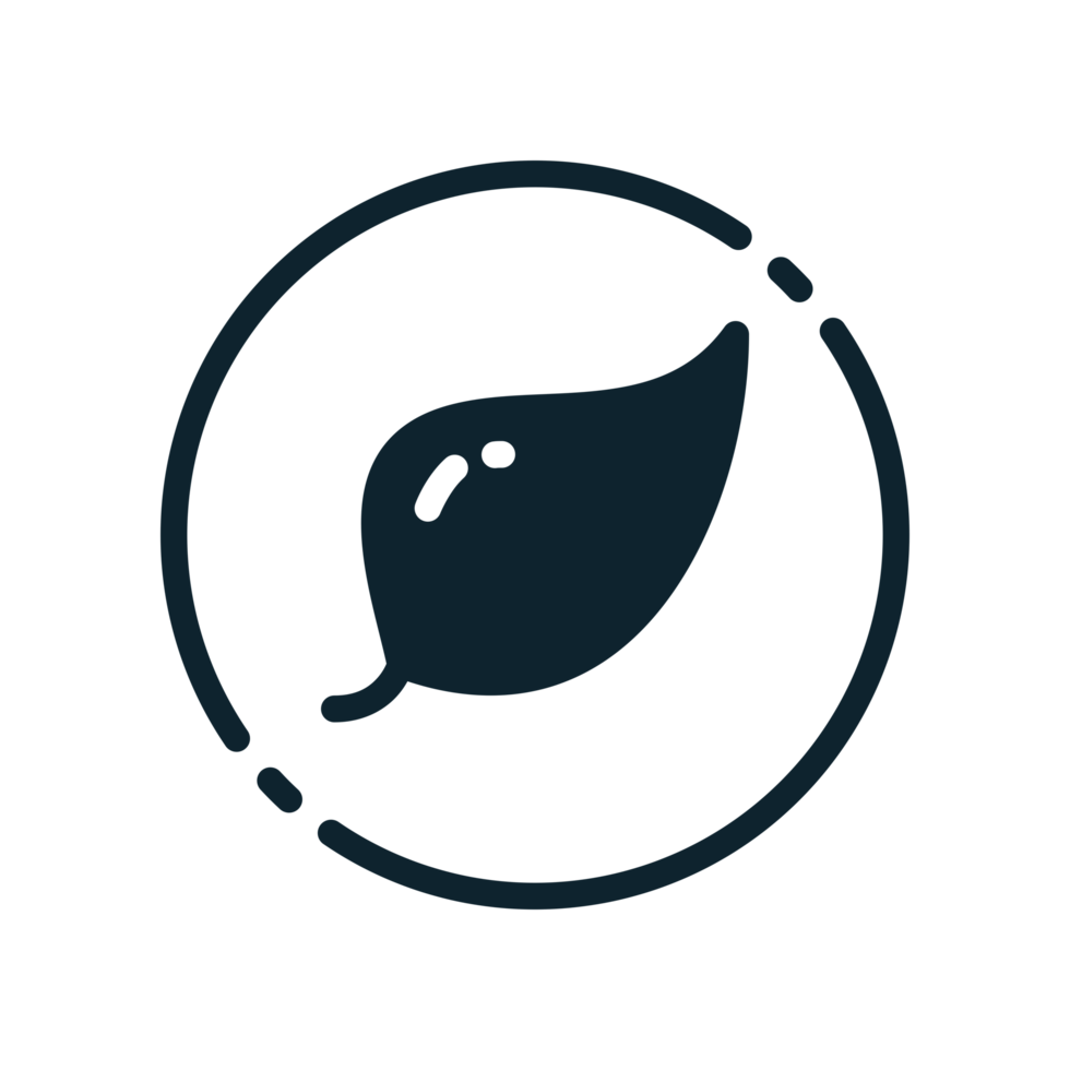 Design Illustration graphic of leaf icon with glyph style. Suitable for UI, mobile design, web design, etc. Transparent background. png