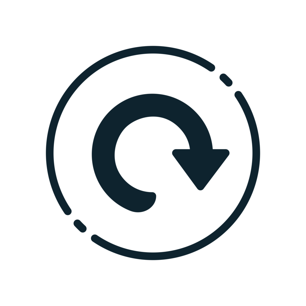 Design Illustration graphic of restart icon with glyph style. Suitable for UI, mobile design, web design, etc. Transparent background. png