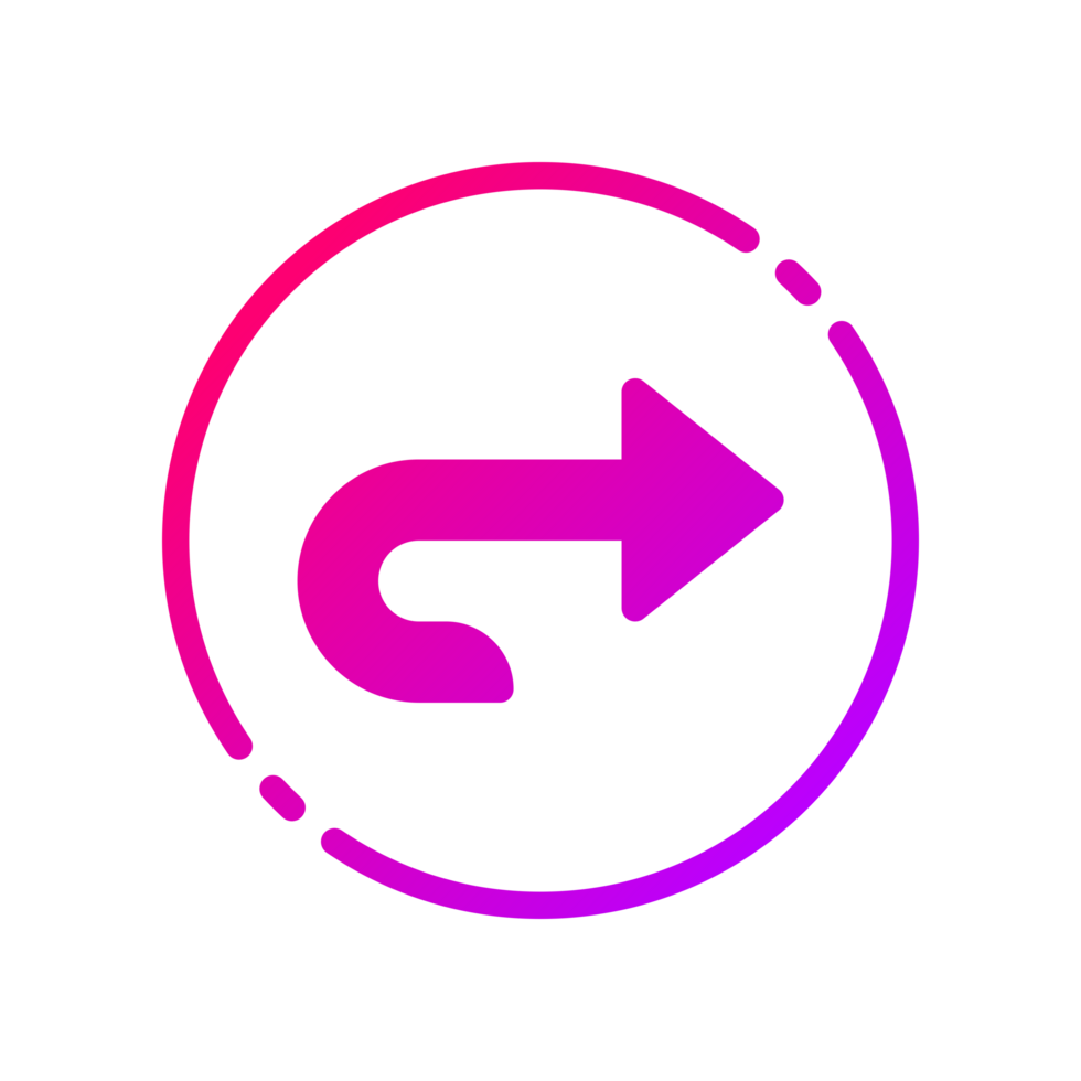 Design Illustration graphic of turn around icon with gradient style. Suitable for UI, mobile design, web design, etc. Transparent background. png