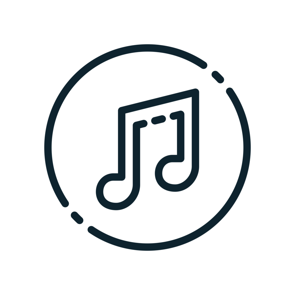 Design Illustration graphic of Musical note icon with line style. Suitable for UI, mobile design, web design, etc. Transparent background png