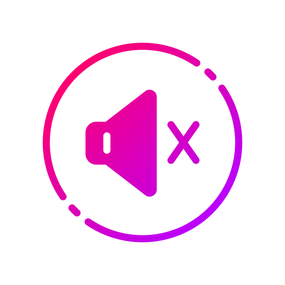 Design Illustration graphic of speaker mute icon with gradient style. Suitable for UI, mobile design, web design, etc. Transparent background. png