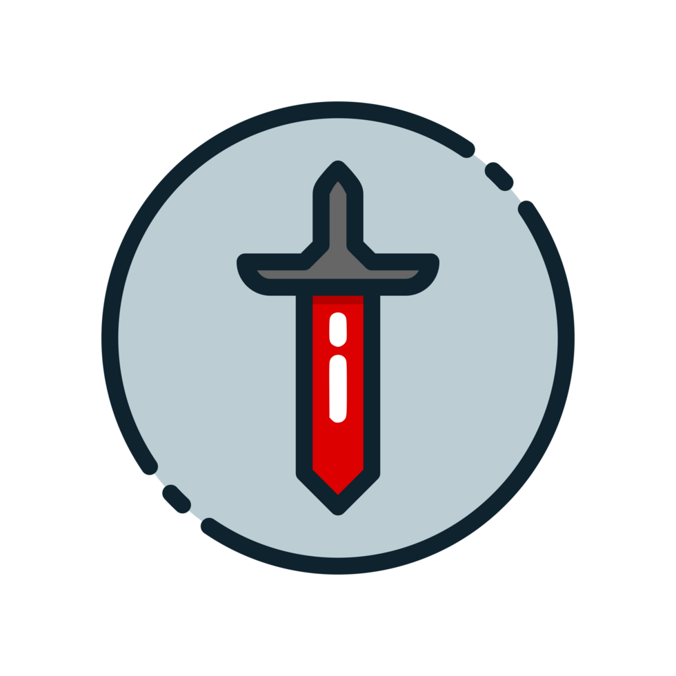 Design Illustration graphic of sword icon with colored line style. Suitable for UI, mobile design, web design, etc. Transparent background png