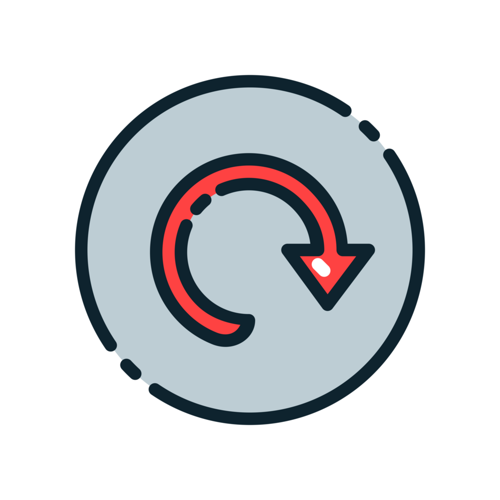 Design Illustration graphic of restart icon with colored line style. Suitable for UI, mobile design, web design, etc. Transparent background. png