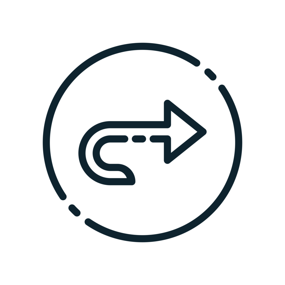 Design Illustration graphic of turn around icon with line style. Suitable for UI, mobile design, web design, etc. Transparent background. png