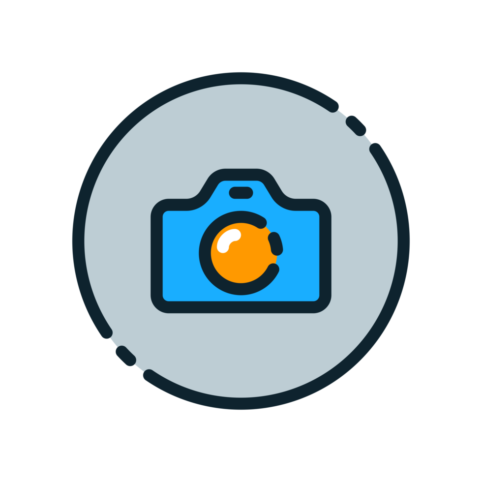 Design Illustration graphic of camera icon with colored line style. Suitable for UI, mobile design, web design, etc. Transparent background. png