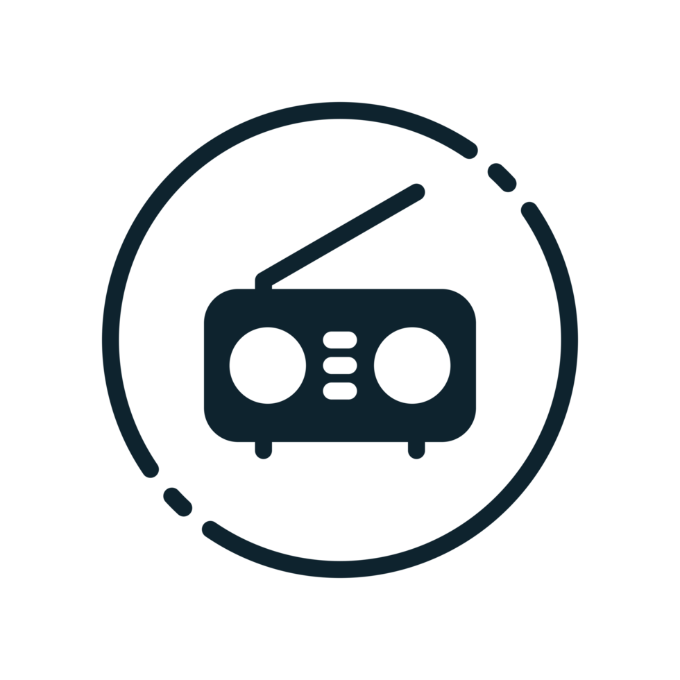 Design Illustration graphic of radio icon with glyph style. Suitable for UI, mobile design, web design, etc. Transparent background png