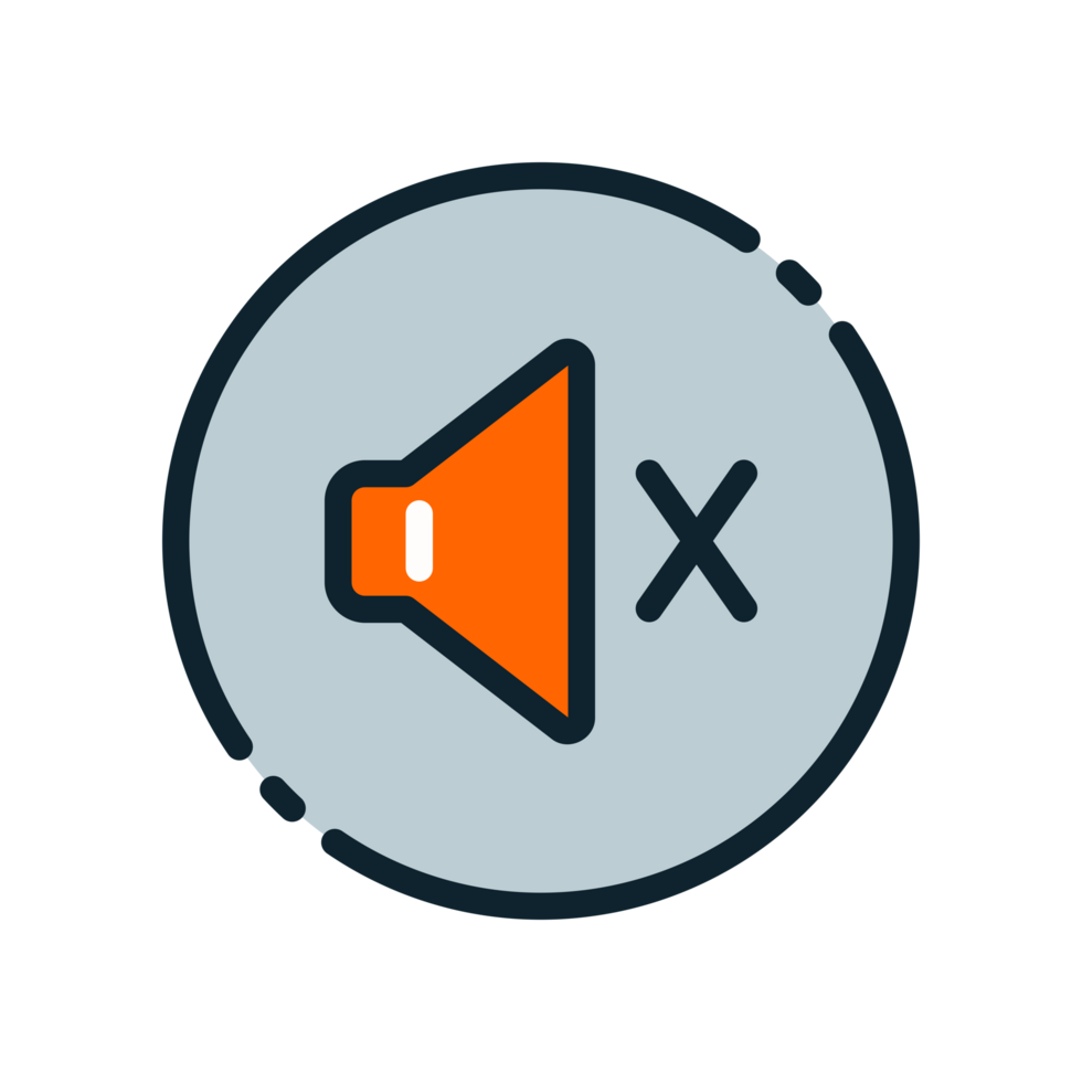 Design Illustration graphic of speaker mute icon with colored line style. Suitable for UI, mobile design, web design, etc. Transparent background. png