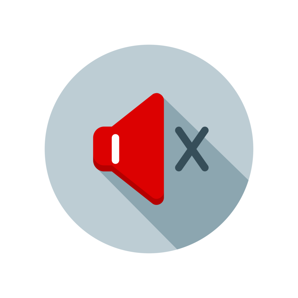 Design Illustration graphic of speaker mute icon with flat style. Suitable for UI, mobile design, web design, etc. Transparent background. png