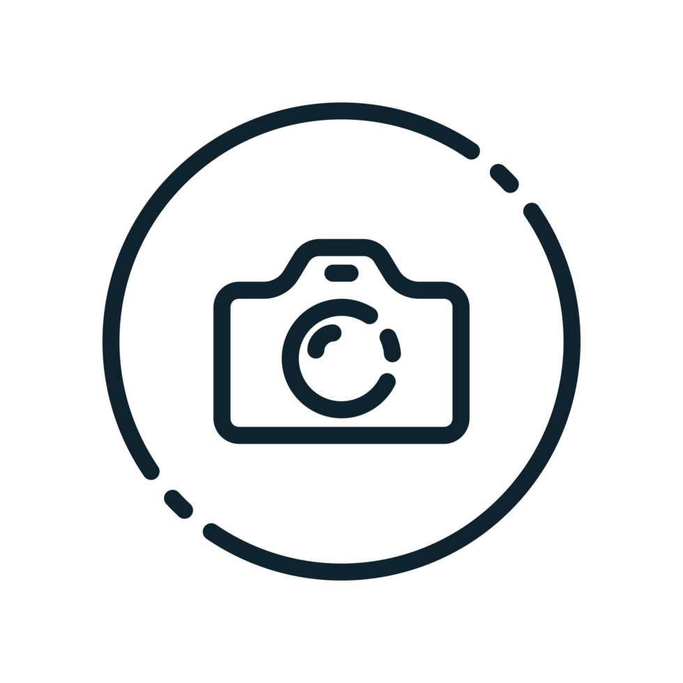 Design Illustration graphic of camera icon with line style. Suitable for UI, mobile design, web design, etc. Transparent background. png
